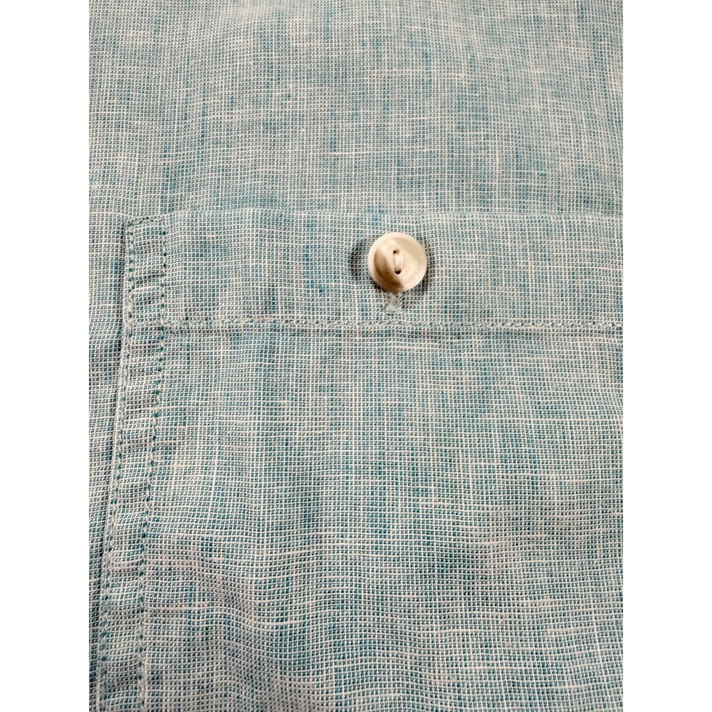 Eventide Mens‎ 3XL Blue/Green Linen Blend Short Sleeve Button Down Shirt - Picture 5 of 8